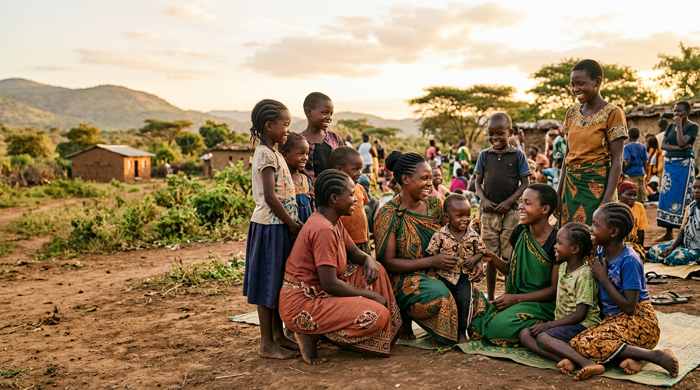 Community members gathered together in Kenya